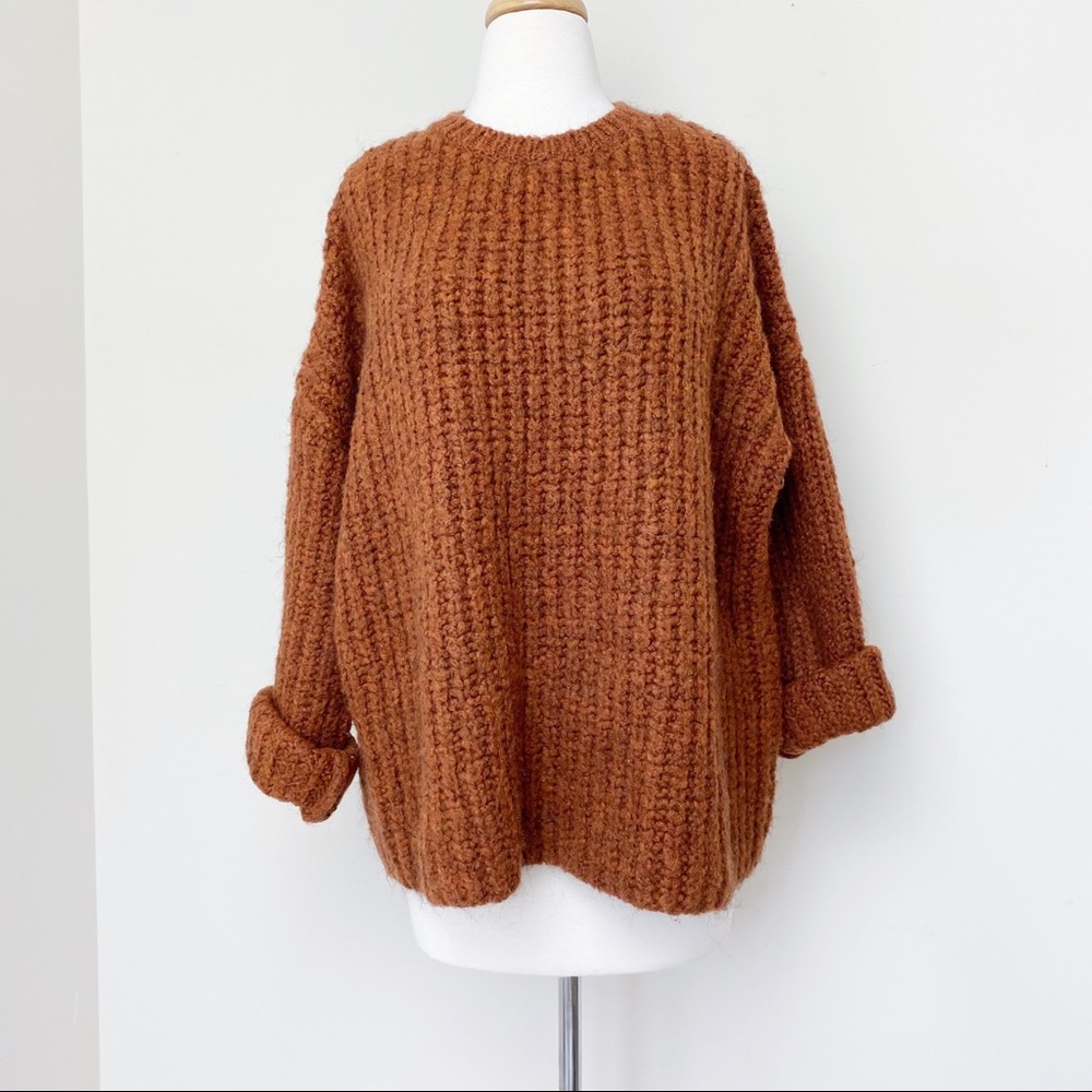 Mango chunky knit brown Sweater